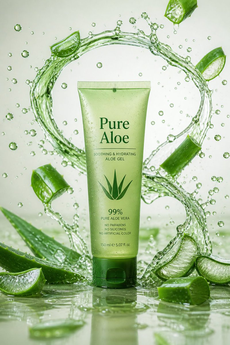 产品视觉 GPT Image 2 提示词：Pure Aloe Skincare Commercial