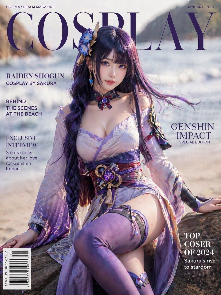 产品视觉 GPT Image 2 提示词：Raiden Shogun Beach Cosplay Cover