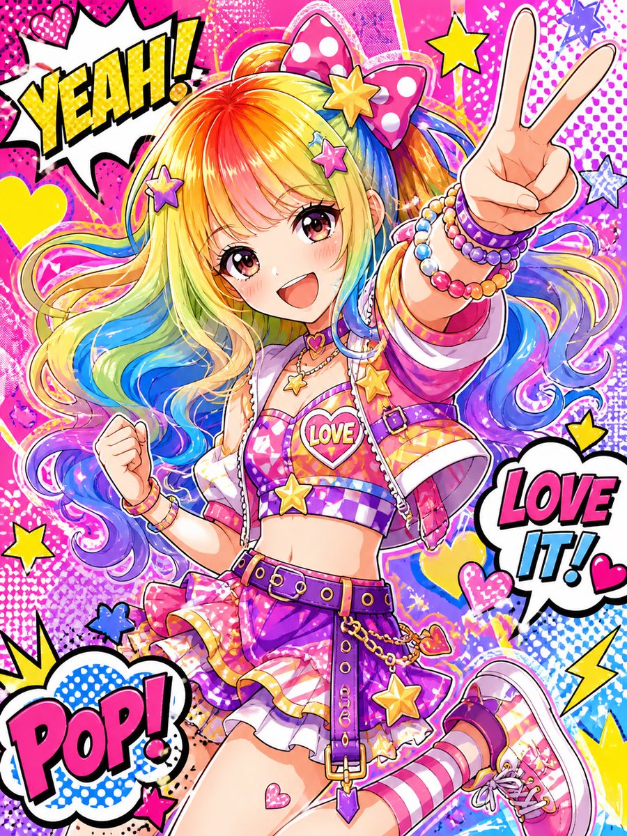 产品视觉 GPT Image 2 提示词：Rainbow Hair Shoujo Idol Transformation