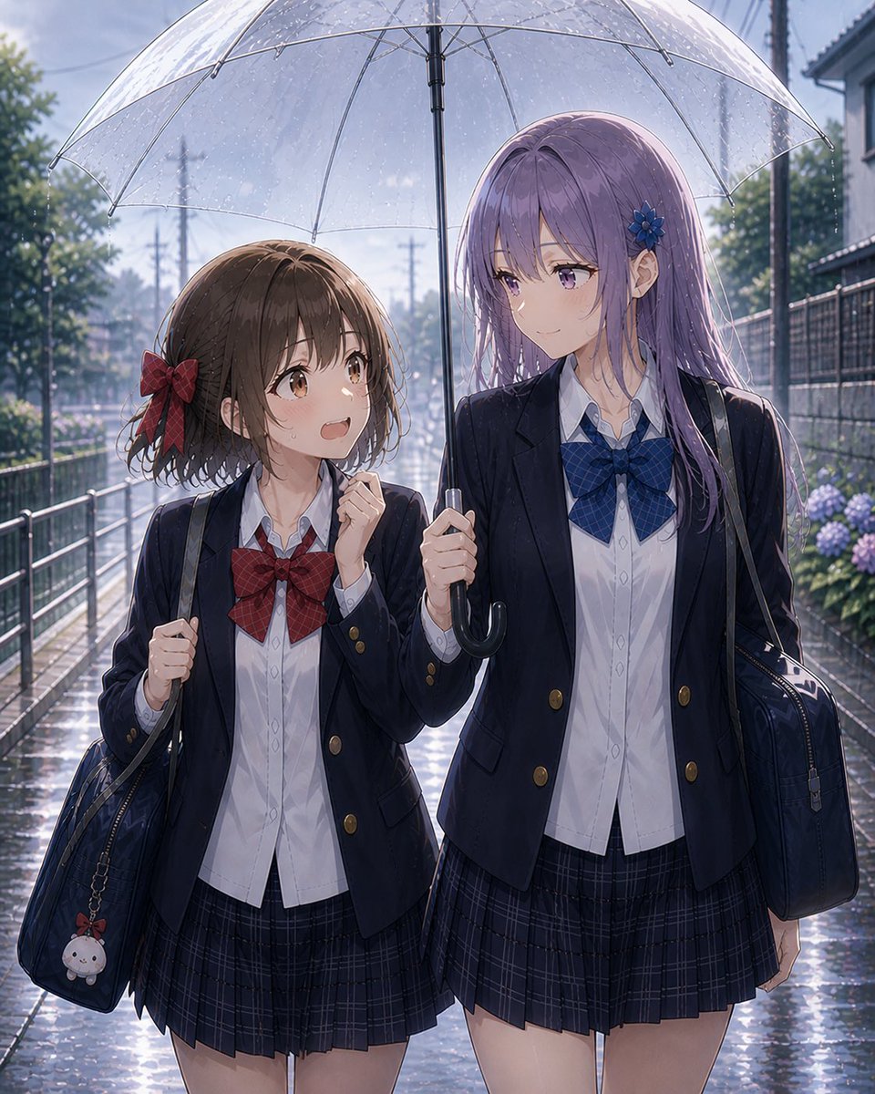界面稿 GPT Image 2 提示词：Rainy After-School Umbrella Friends