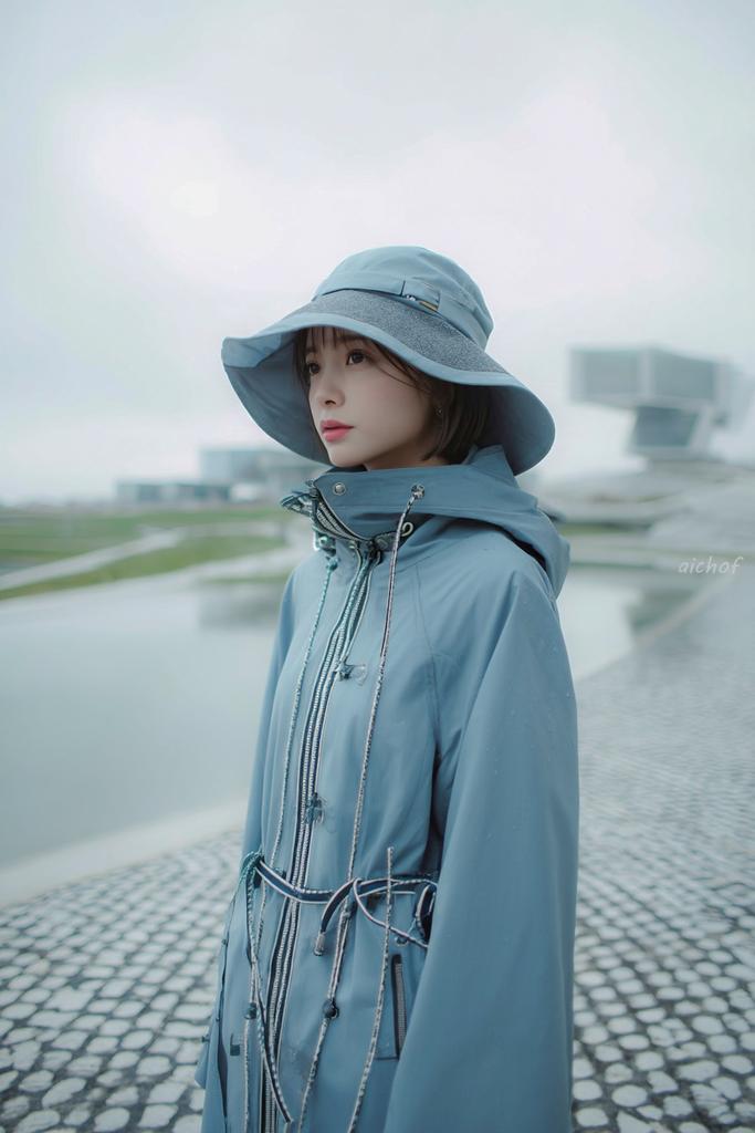 产品视觉 GPT Image 2 提示词：Rainy Blue Editorial Portrait