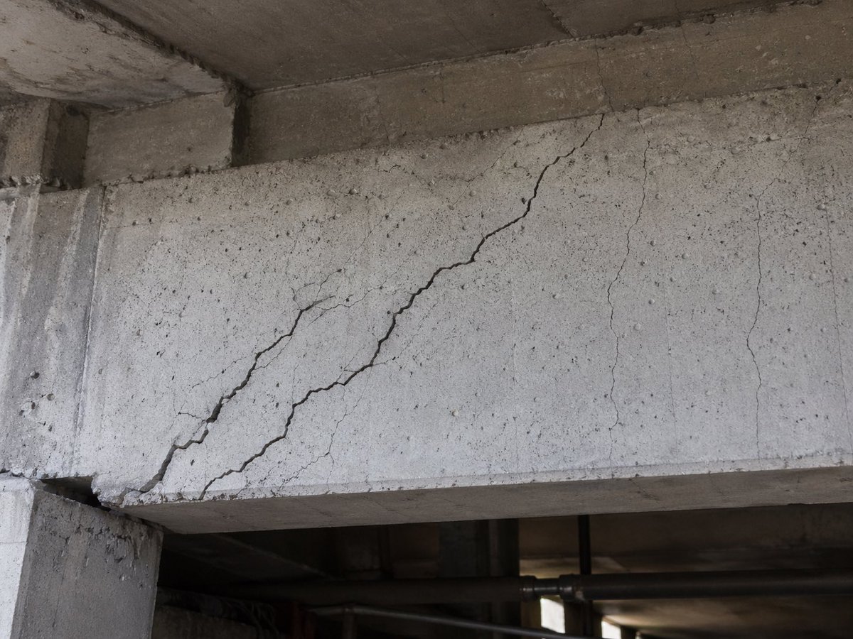 界面稿 GPT Image 2 提示词：Realistic Cracked Concrete Beam