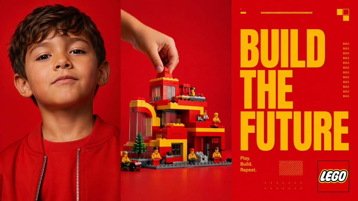 产品视觉 GPT Image 2 提示词：Red Triptych Build the Future Poster