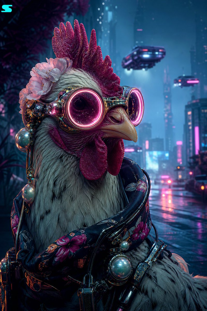 角色设定 GPT Image 2 提示词：Retro Futurist Chicken Portrait