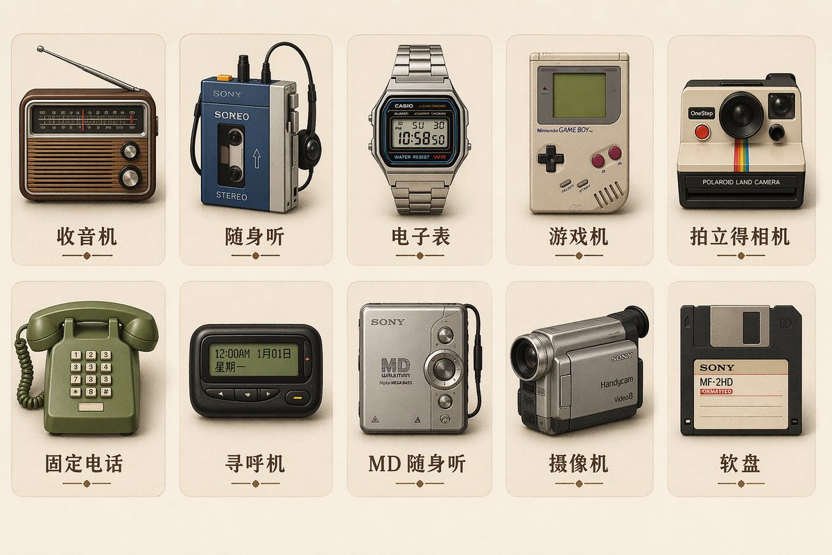 界面稿 GPT Image 2 提示词：Vintage Skeuomorphic Icon Set