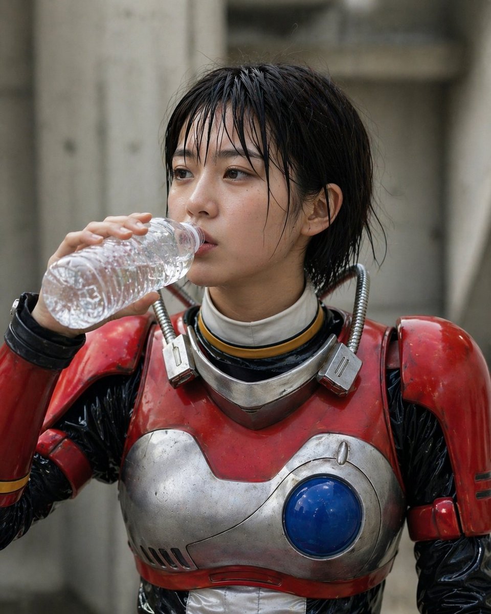 界面稿 GPT Image 2 提示词：Retro Tokusatsu Armor Candid Portrait