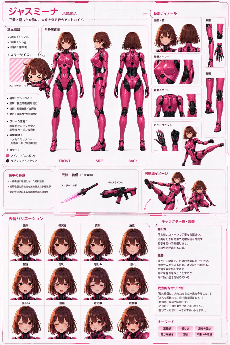 角色设定 GPT Image 2 提示词：Robot Girl Reference Sheet