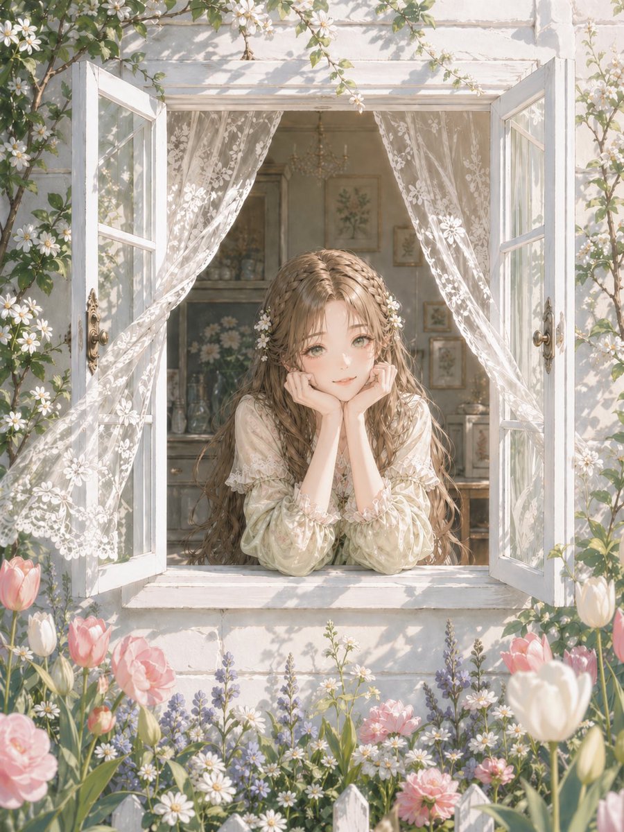 角色设定 GPT Image 2 提示词：Romantic Cottage Window Garden Scene