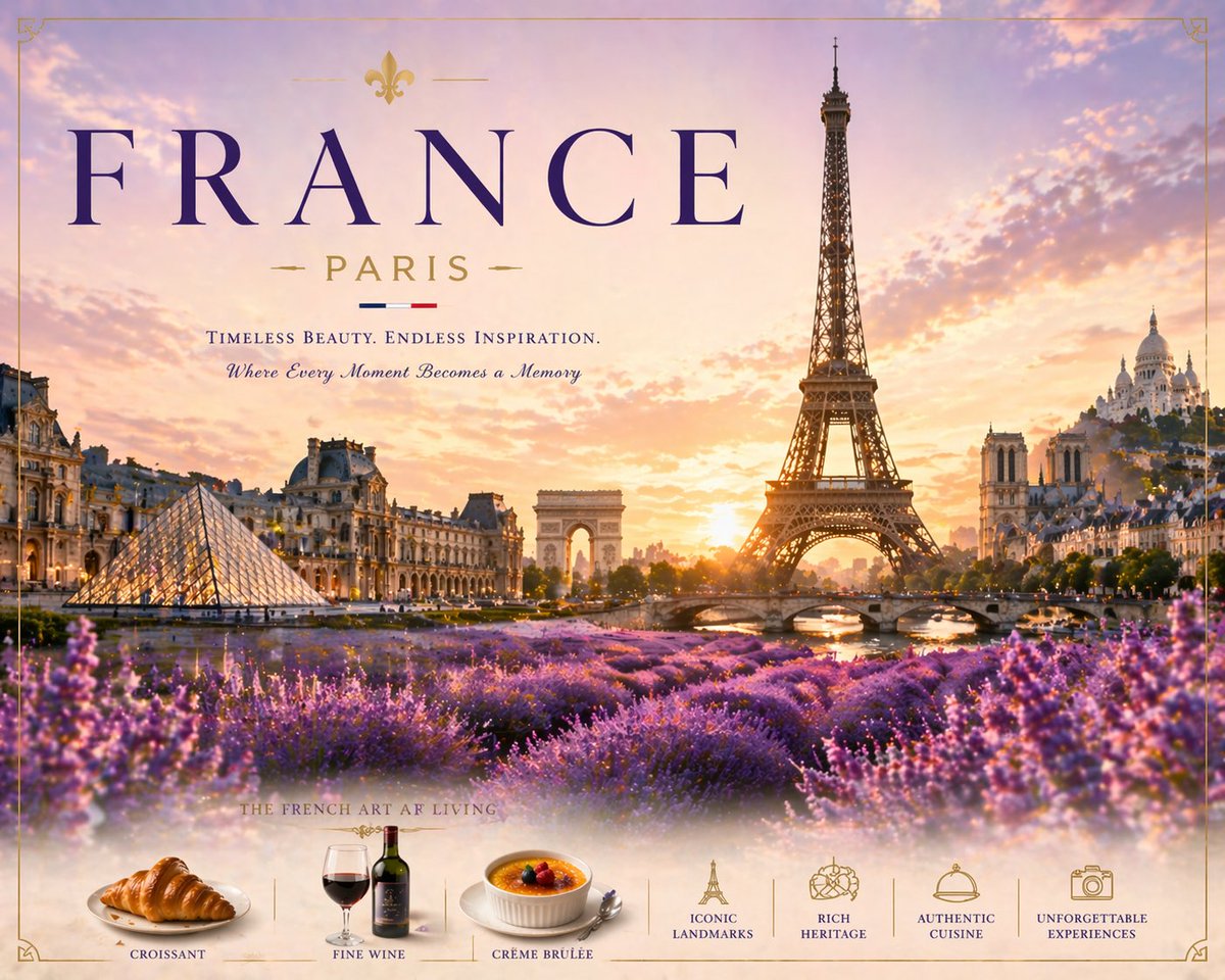 产品视觉 GPT Image 2 提示词：Romantic Paris Travel Poster