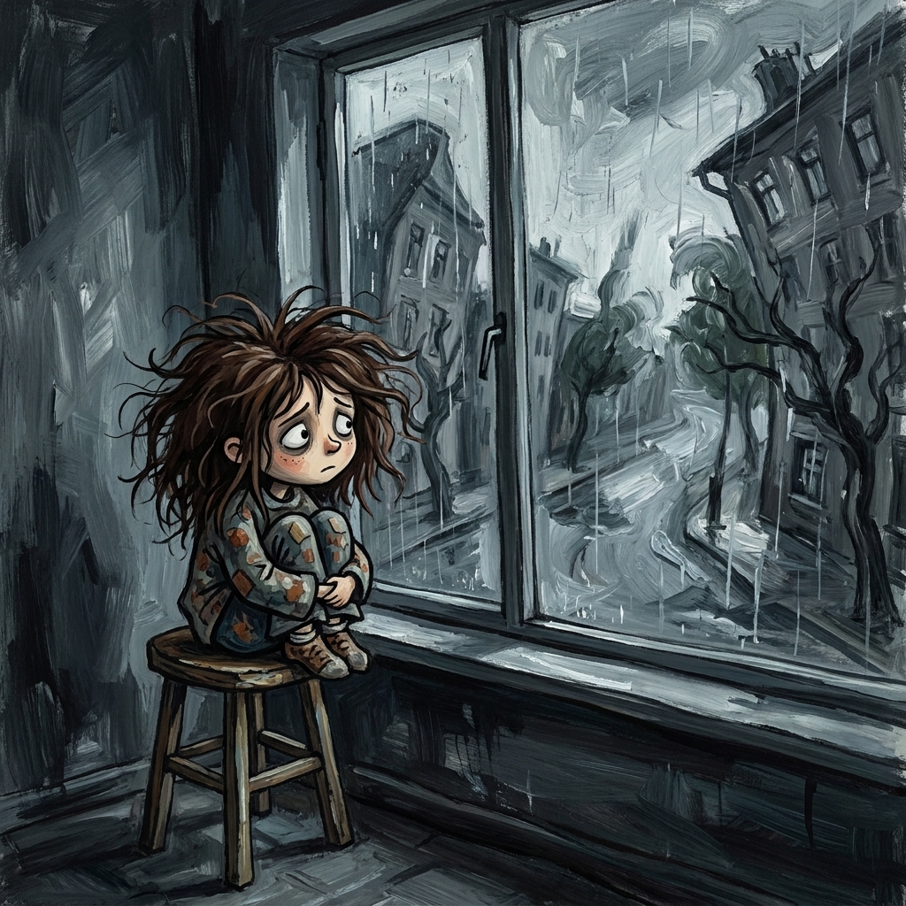 产品视觉 GPT Image 2 提示词：Sad Child by Rainy Window