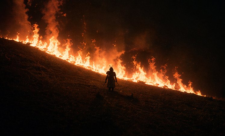 故事绘本 GPT Image 2 提示词：Samurai Before a Hillside Fire