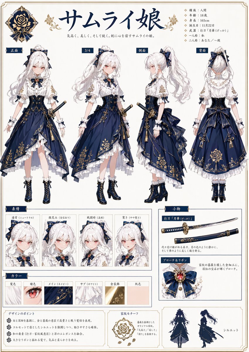 界面稿 GPT Image 2 提示词：Samurai Princess Character Sheet