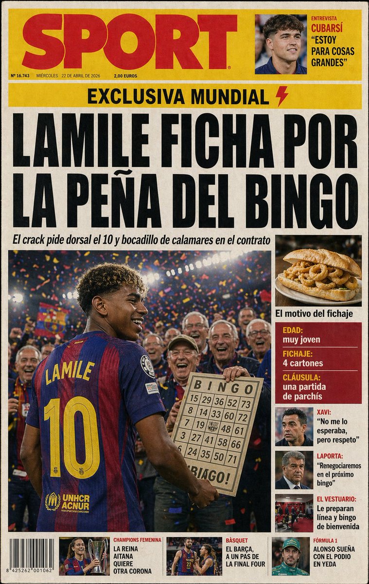 产品视觉 GPT Image 2 提示词：Satirical Spanish Sports Front Page