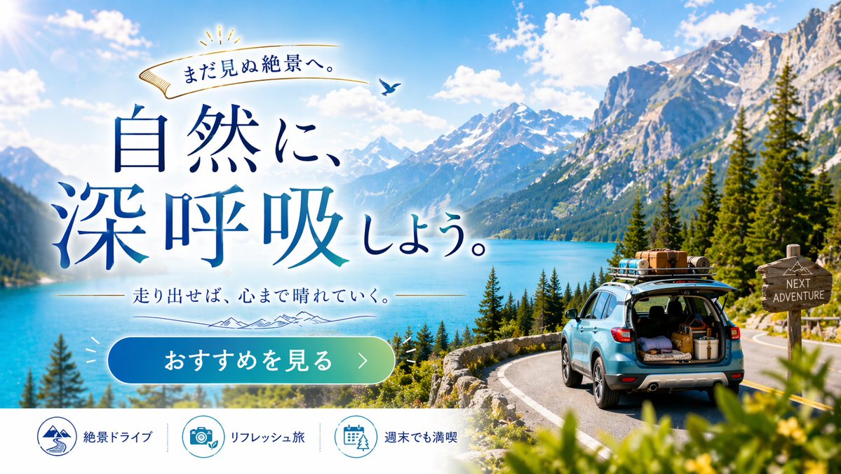 产品视觉 GPT Image 2 提示词：Scenic Travel Ad Banner Generator