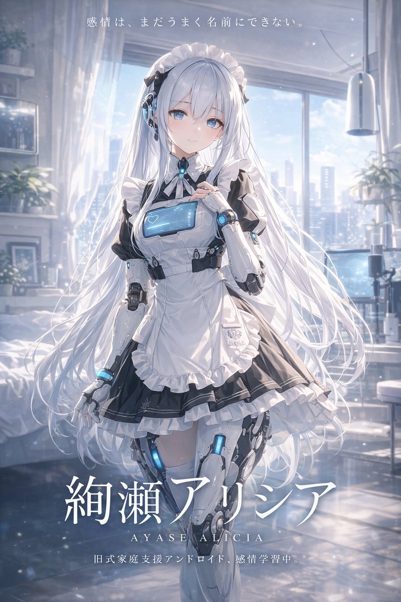 角色设定 GPT Image 2 提示词：Sci-Fi Android Maid Light Novel Cover