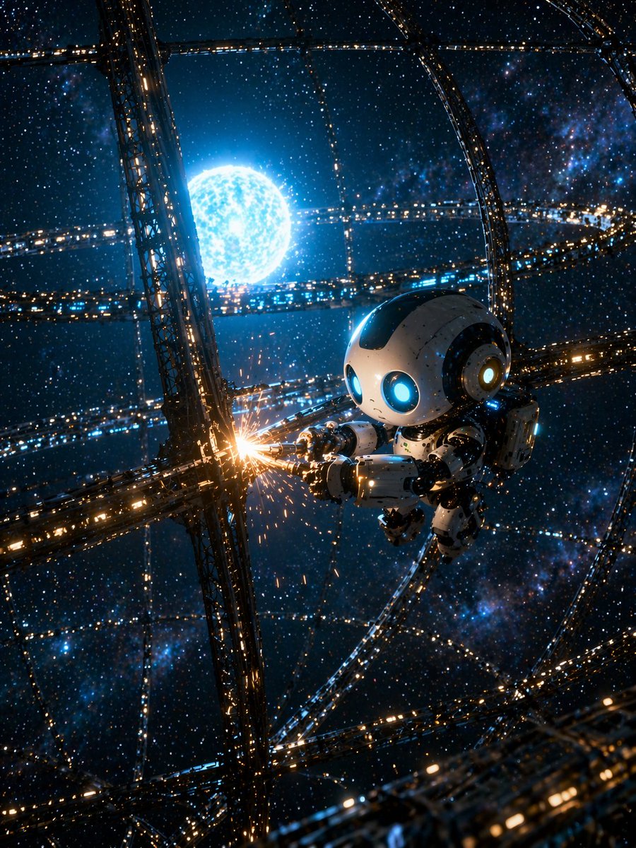 产品视觉 GPT Image 2 提示词：Sci-Fi Chibi Robot Welding in Space