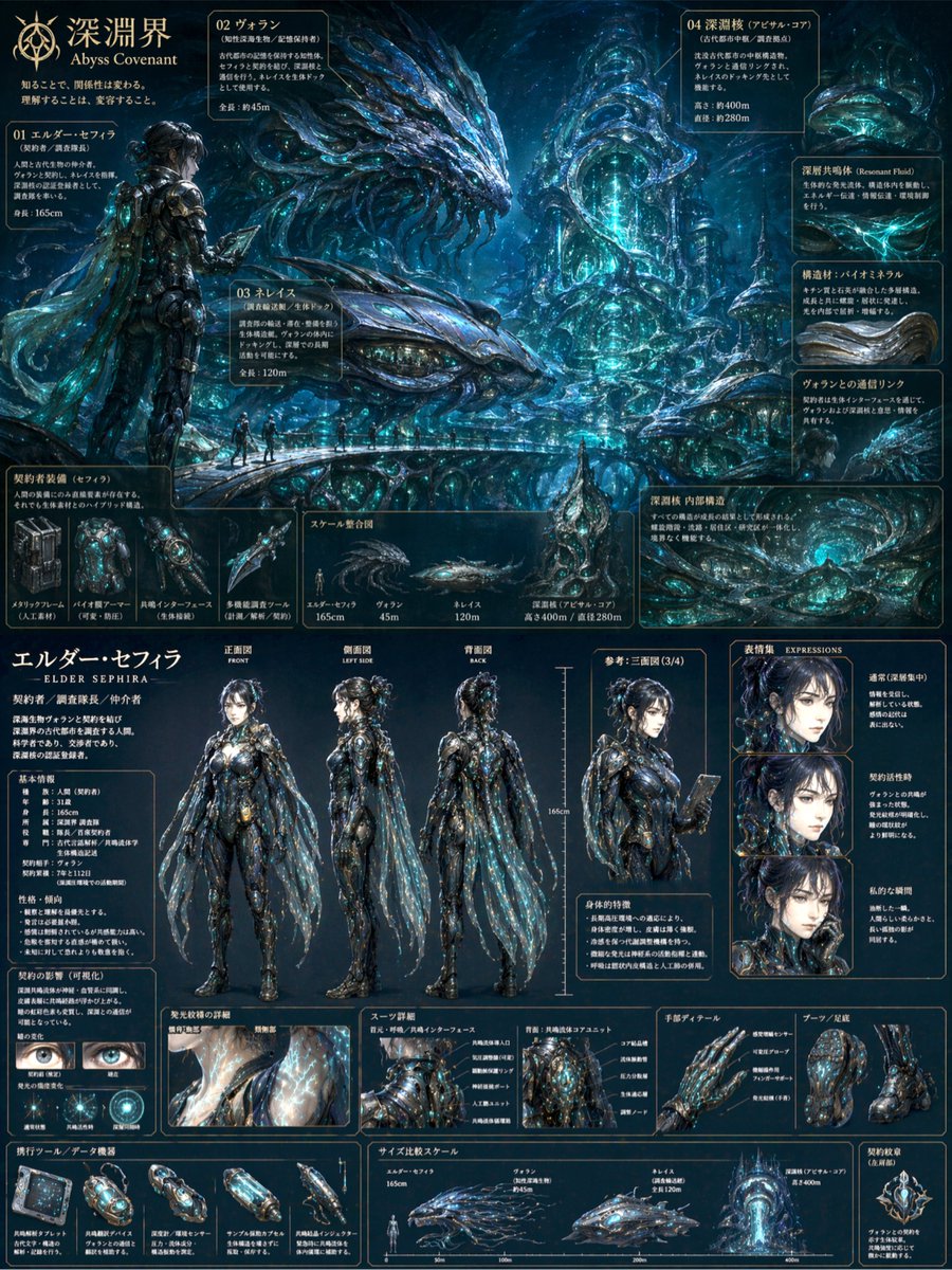 信息图 GPT Image 2 提示词：Sci-Fi Concept Art & Character Sheet