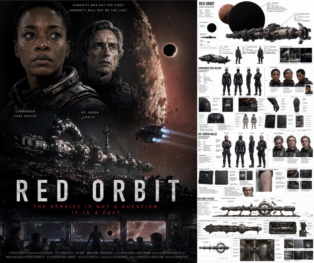 产品视觉 GPT Image 2 提示词：Sci-Fi Movie Poster and Production Design Sheet