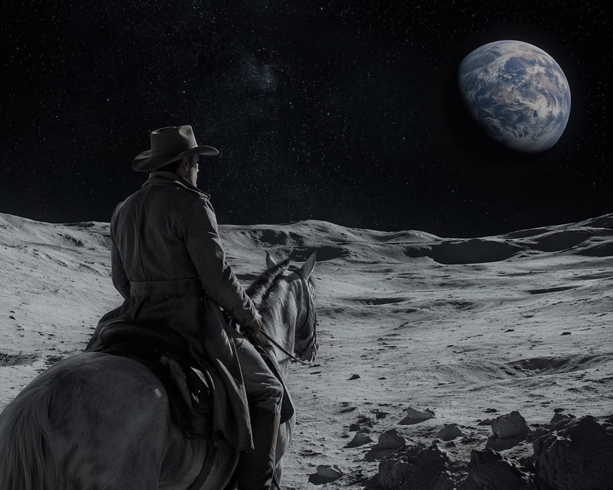 故事绘本 GPT Image 2 提示词：Sci-Fi Western Lunar Rider