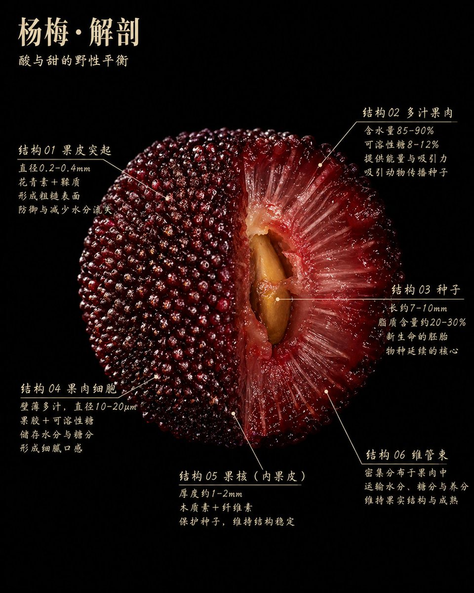 产品视觉 GPT Image 2 提示词：Scientific Bayberry Anatomy Poster