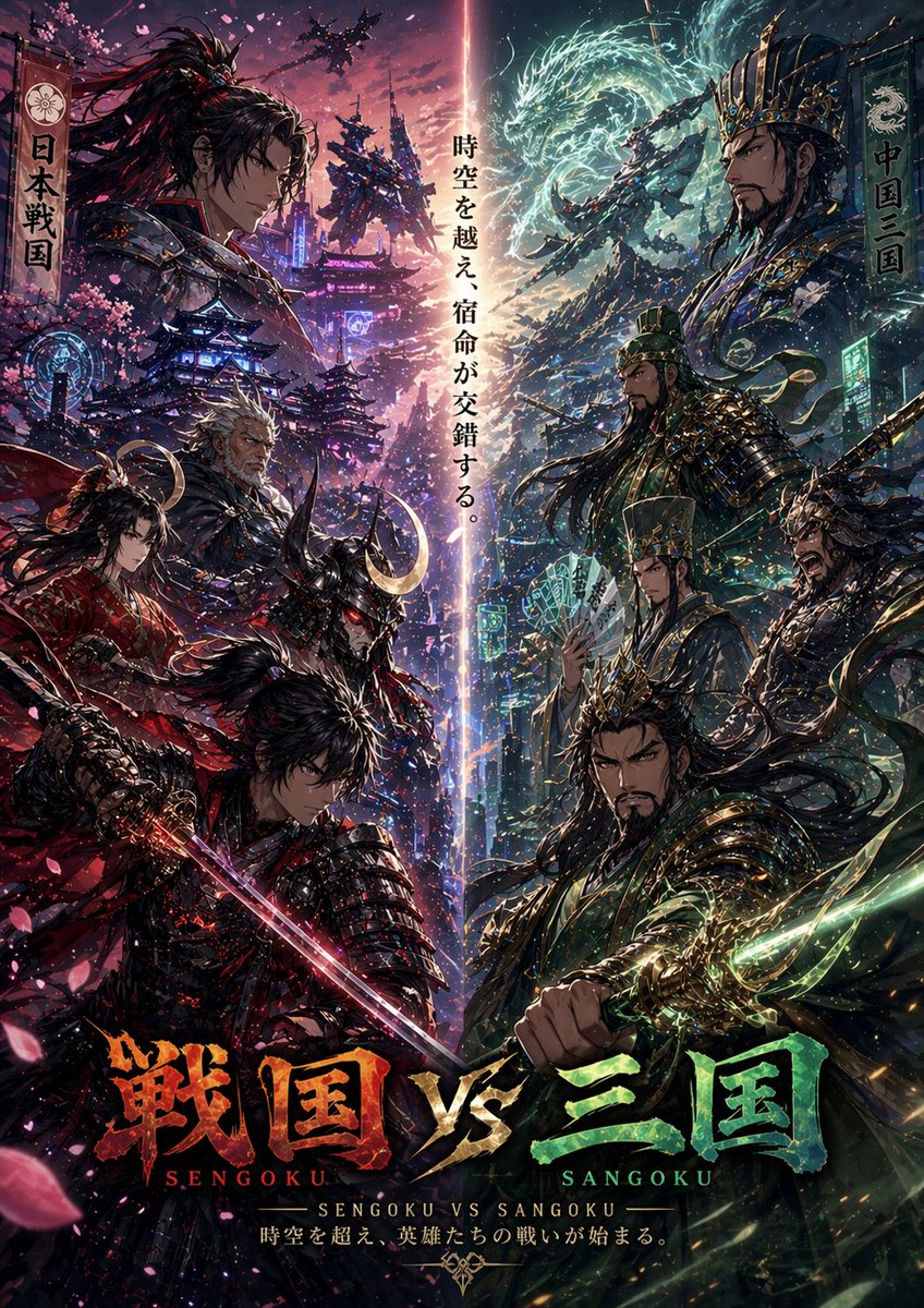 产品视觉 GPT Image 2 提示词：Sengoku vs Sangoku Crossover Poster