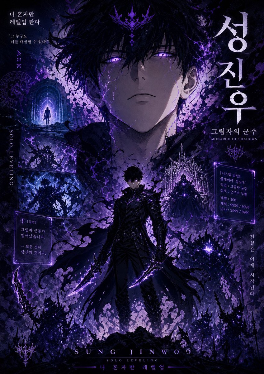 产品视觉 GPT Image 2 提示词：Shadow Monarch Manhwa Cover