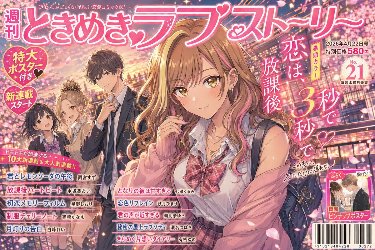 产品视觉 GPT Image 2 提示词：Shoujo Manga Magazine Cover