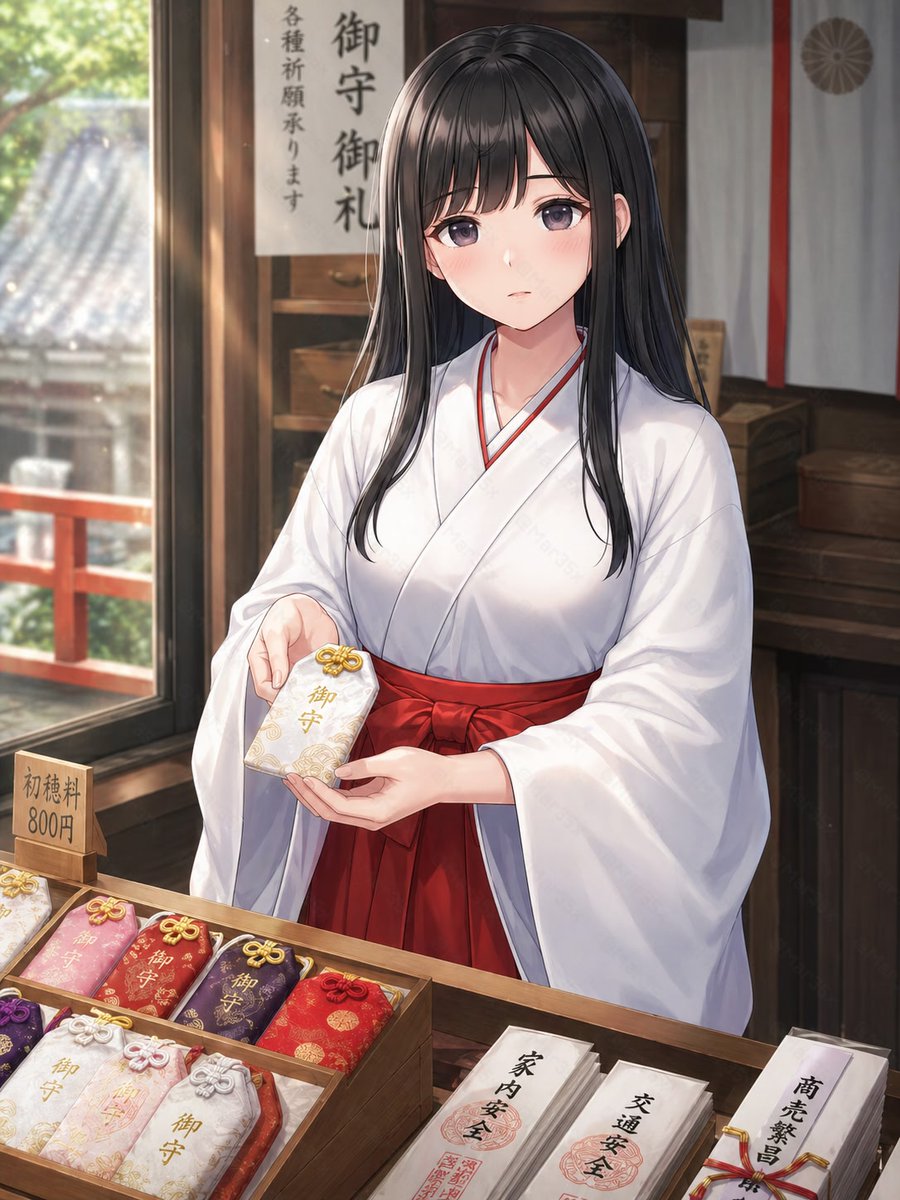 角色设定 GPT Image 2 提示词：Shrine Maiden Offering an Omamori