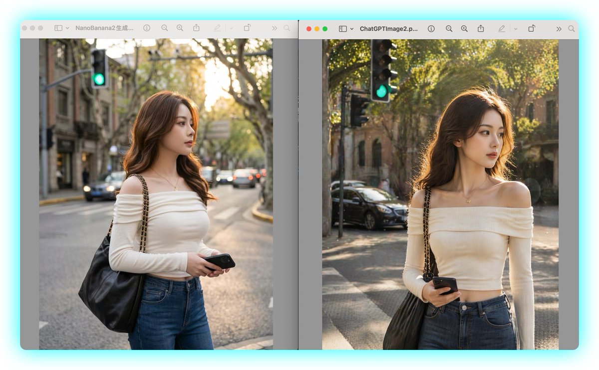 界面稿 GPT Image 2 提示词：Side-by-Side AI Portrait Comparison