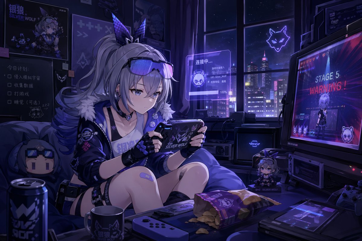 角色设定 GPT Image 2 提示词：Silver Wolf Gaming Character Art
