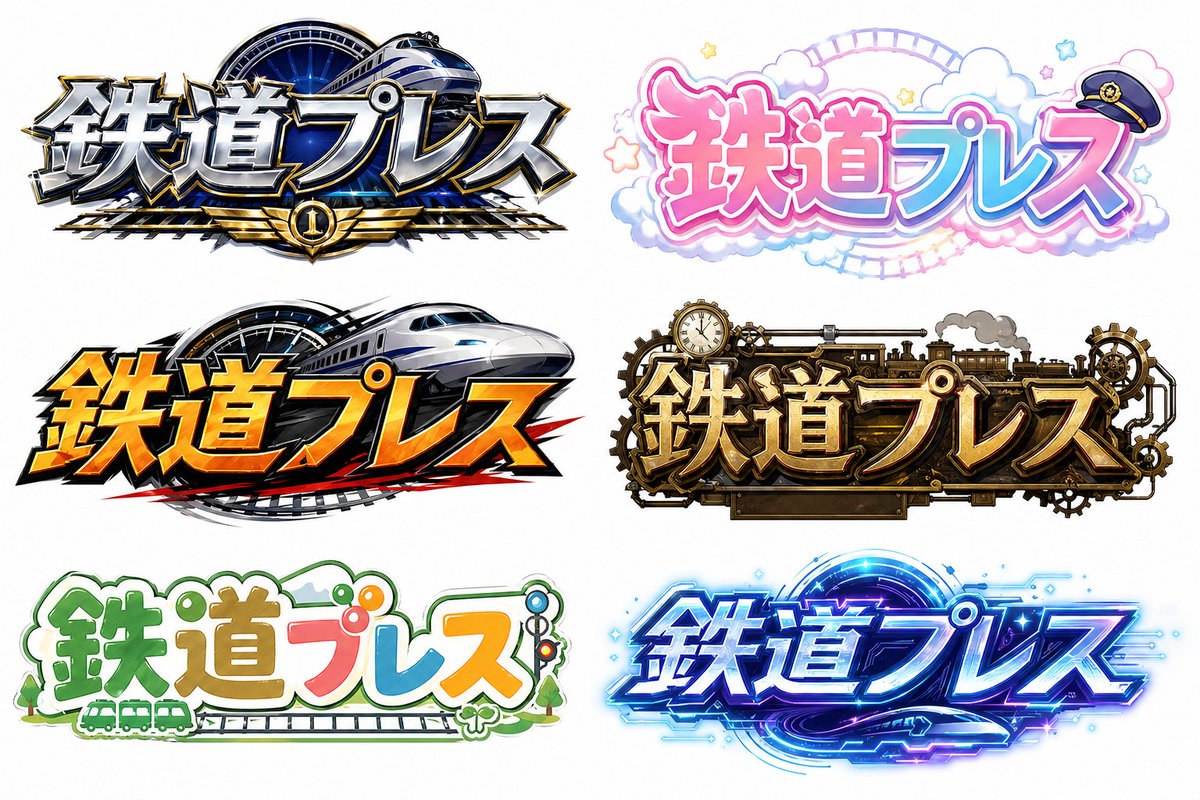 产品视觉 GPT Image 2 提示词：Six Japanese Train Logo Variations
