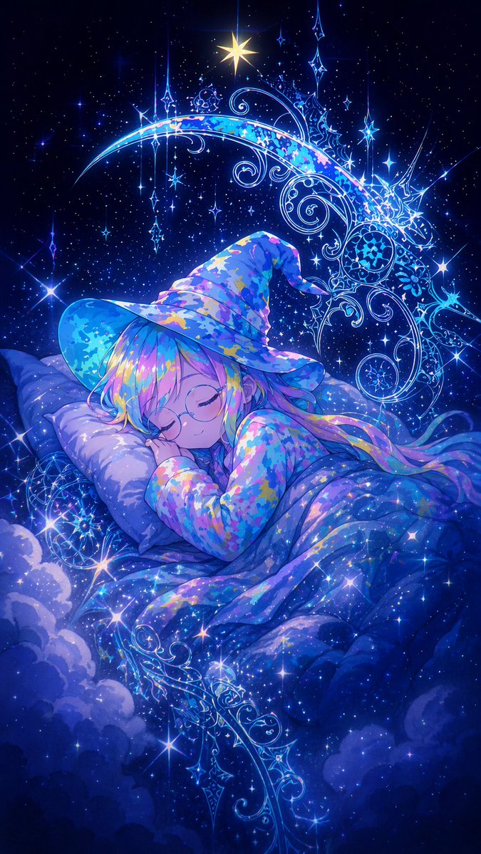 角色设定 GPT Image 2 提示词：Sleeping Anime Star Witch