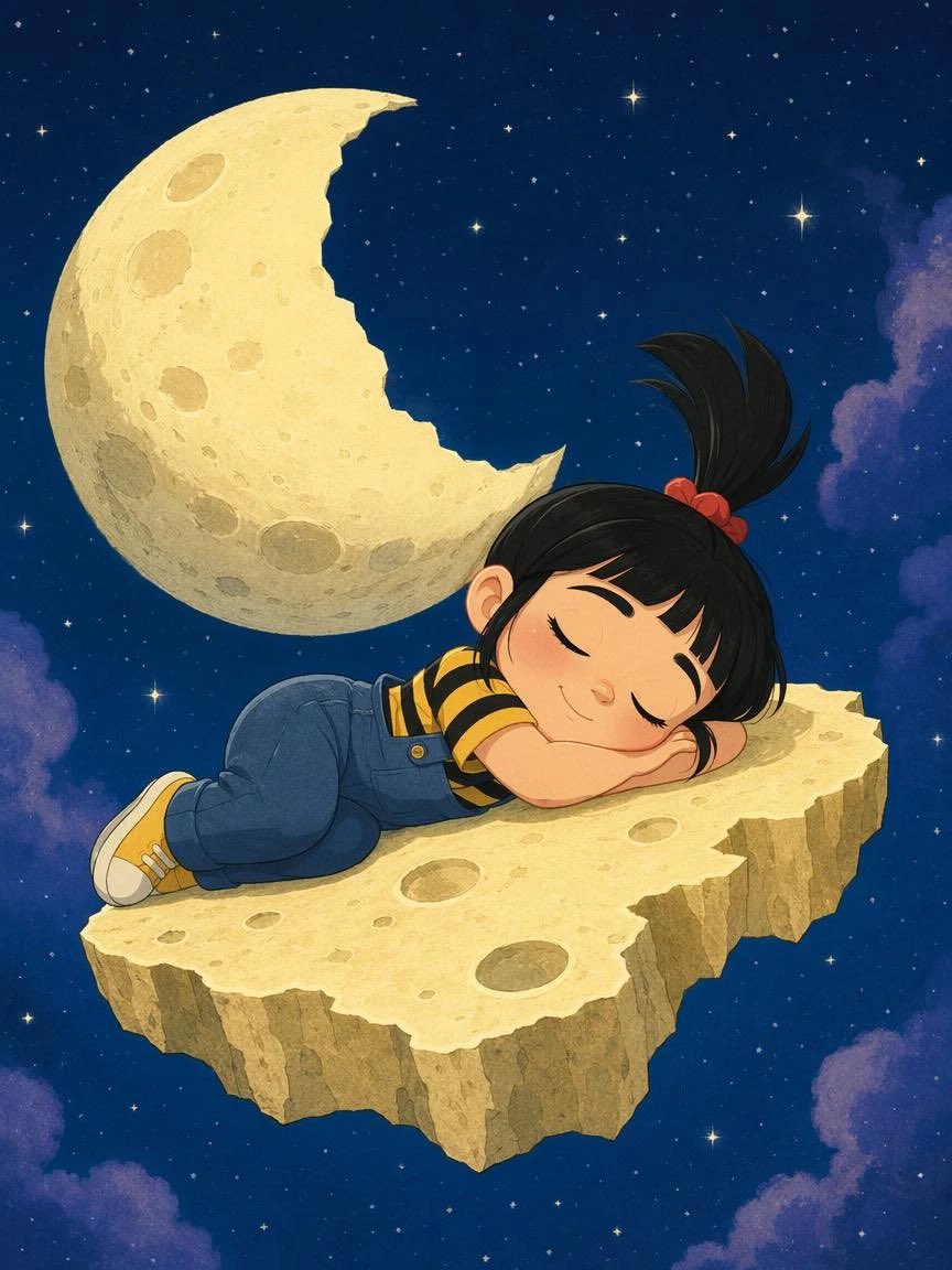 产品视觉 GPT Image 2 提示词：Sleeping Girl on Moon Rock