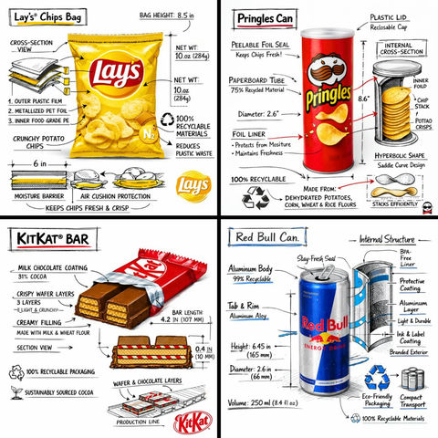 产品视觉 GPT Image 2 提示词：零食品牌技术分解图