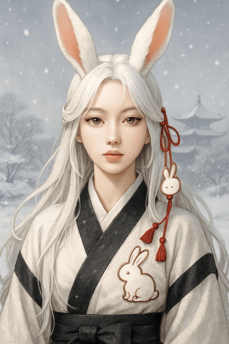 界面稿 GPT Image 2 提示词：Snowy Rabbit Spirit Portrait
