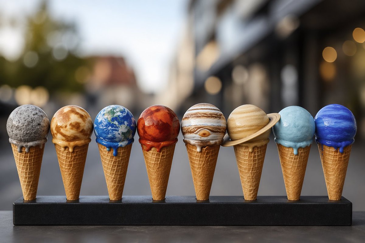 产品视觉 GPT Image 2 提示词：Solar System Ice Cream Cones