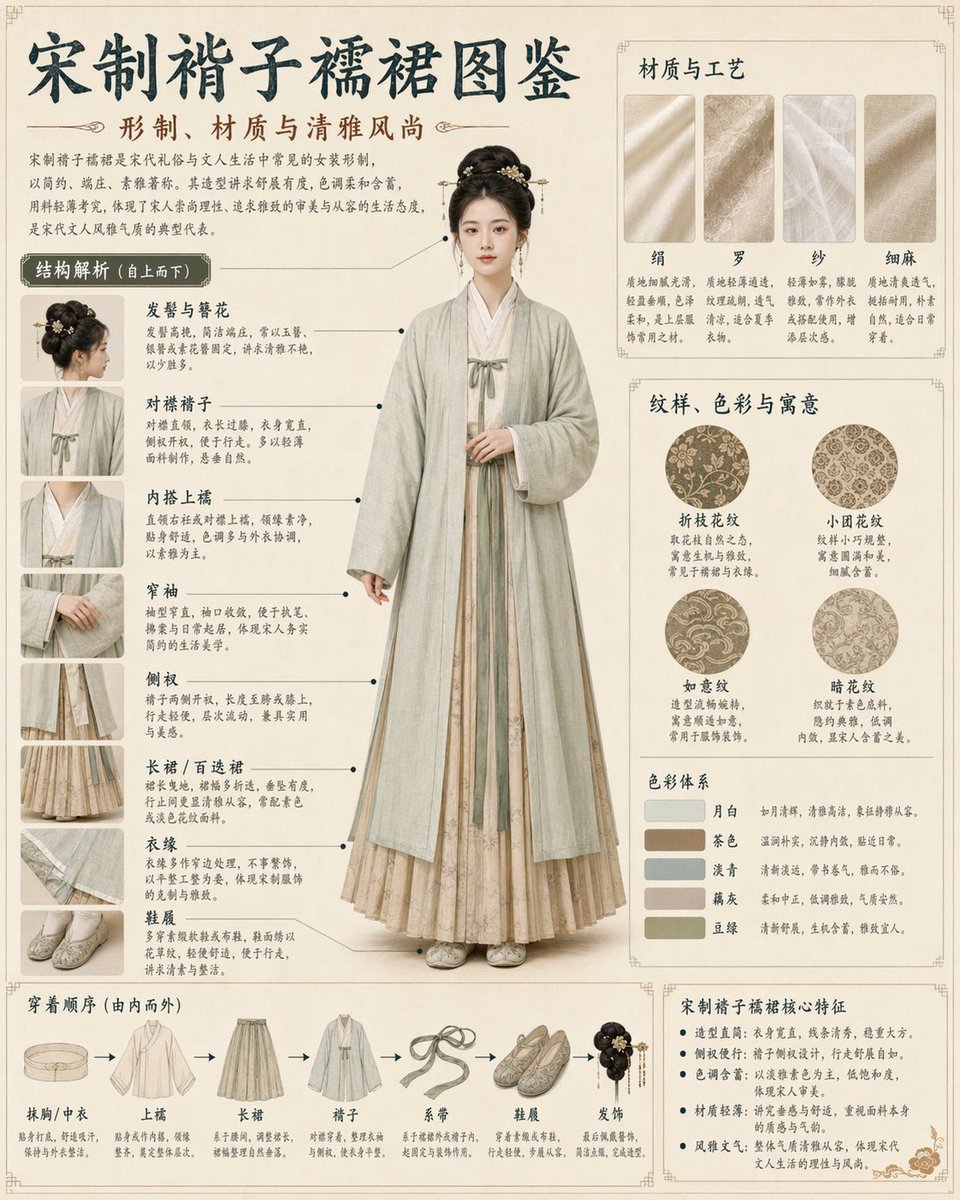 产品视觉 GPT Image 2 提示词：Song Dynasty Hanfu Infographic Guide