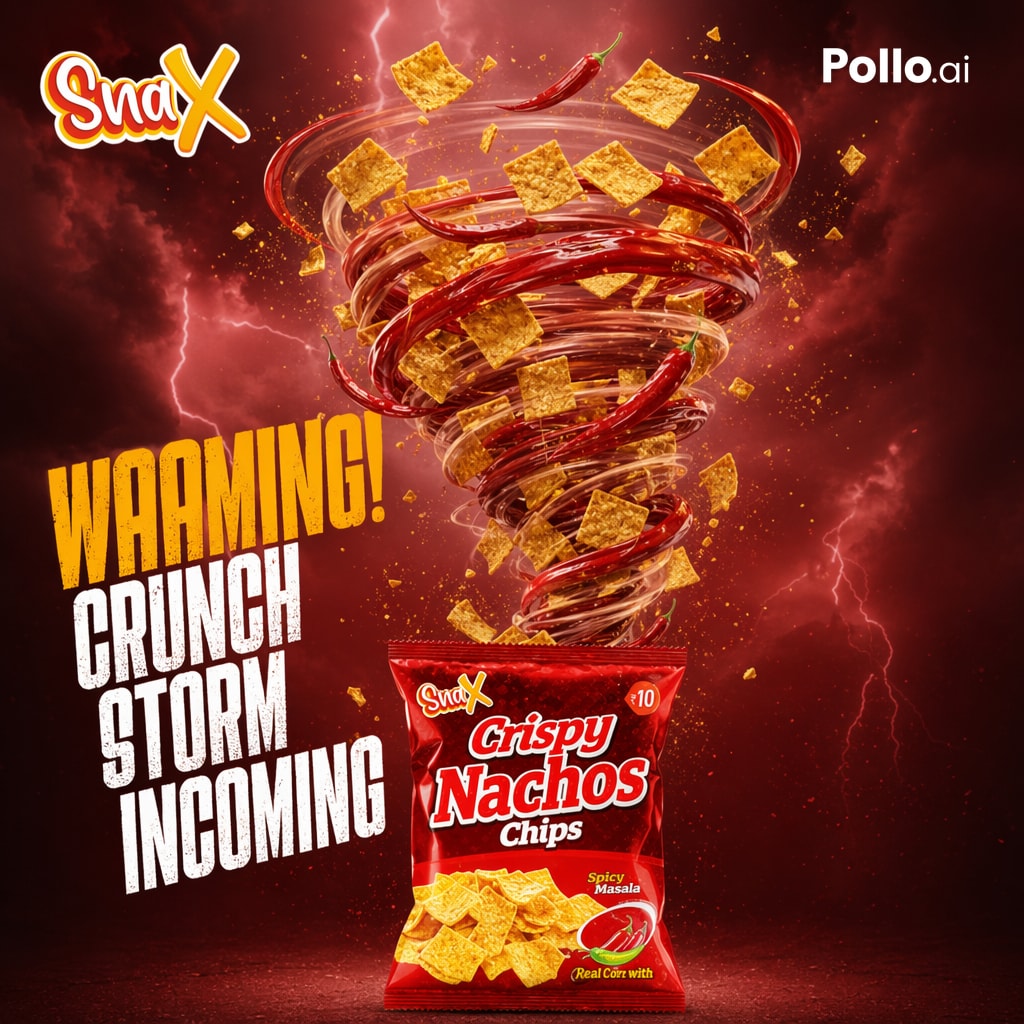 产品视觉 GPT Image 2 提示词：Spicy Nacho Tornado Ad