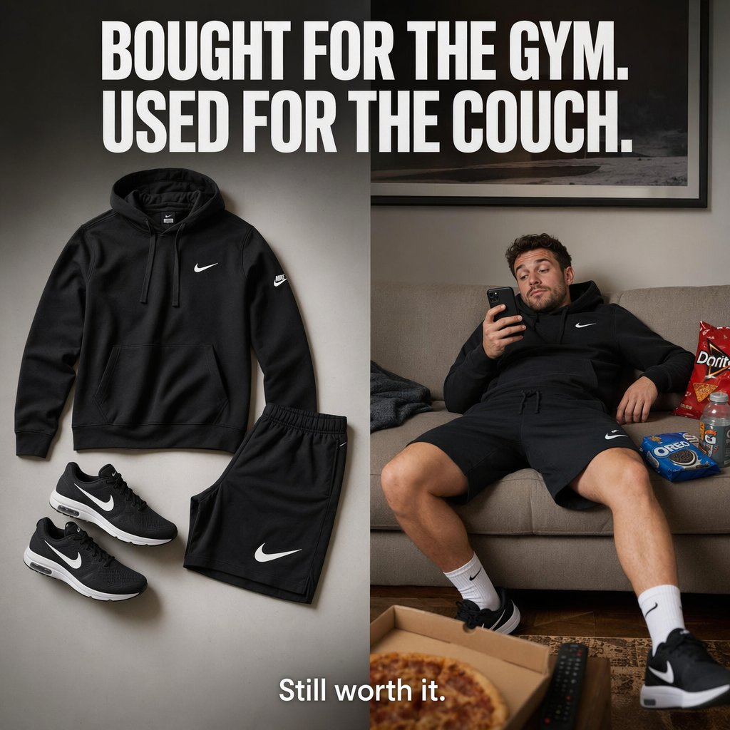 产品视觉 GPT Image 2 提示词：Split-Screen Athleisure Ad