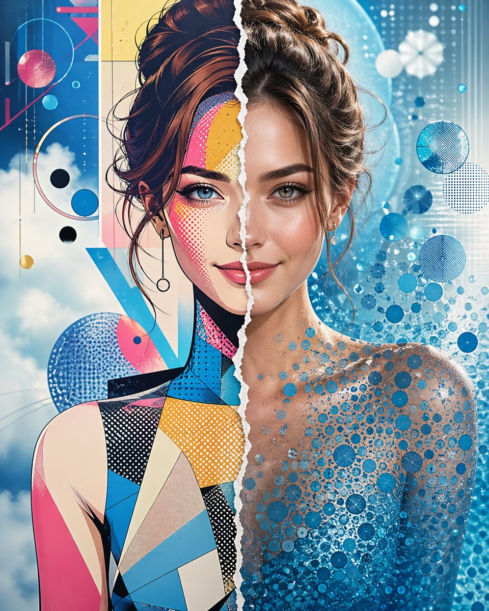 角色设定 GPT Image 2 提示词：Split Style Artistic Portrait
