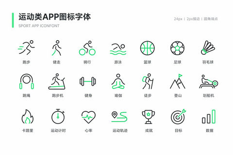 界面稿 GPT Image 2 提示词：运动健身图标字体设计