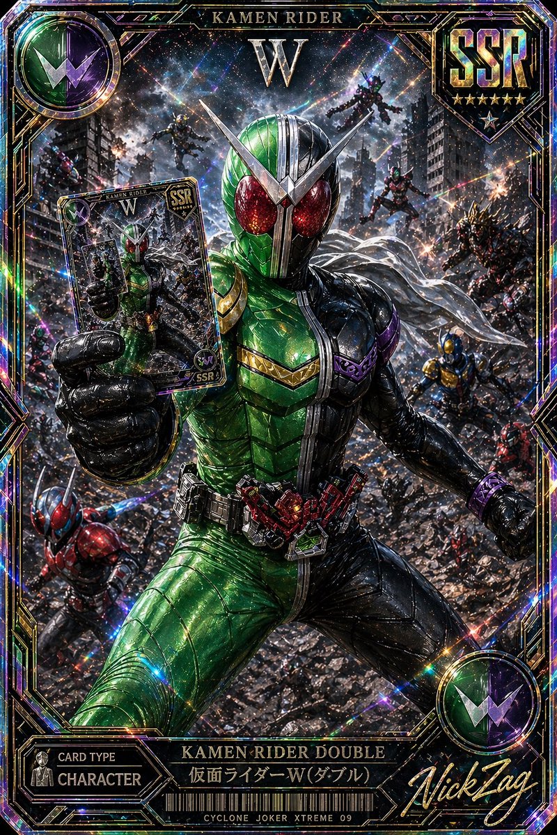 界面稿 GPT Image 2 提示词：SSR Kamen Rider Double Card