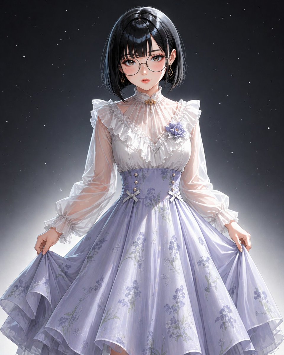 角色设定 GPT Image 2 提示词：Starry Lavender Lolita Dress Portrait