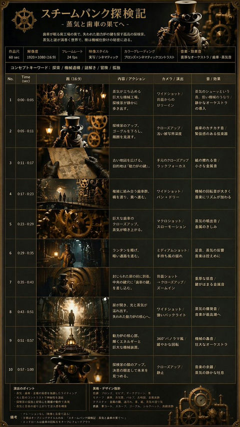 界面稿 GPT Image 2 提示词：蒸汽朋克探险记分镜图