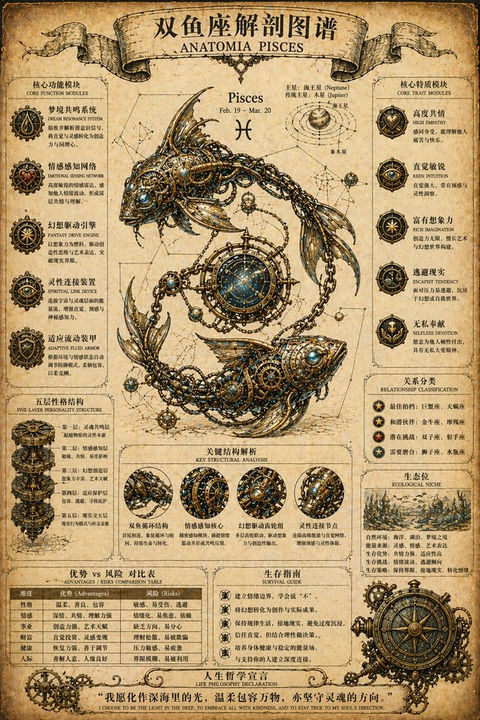 产品视觉 GPT Image 2 提示词：蒸汽朋克射手座解剖图谱