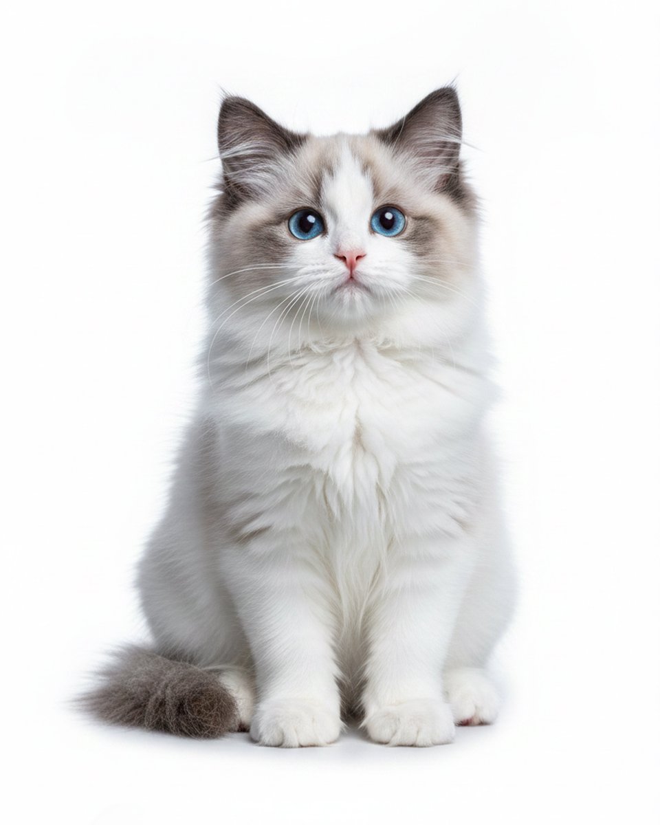 角色设定 GPT Image 2 提示词：Studio Portrait of a Blue-Eyed Ragdoll Kitten