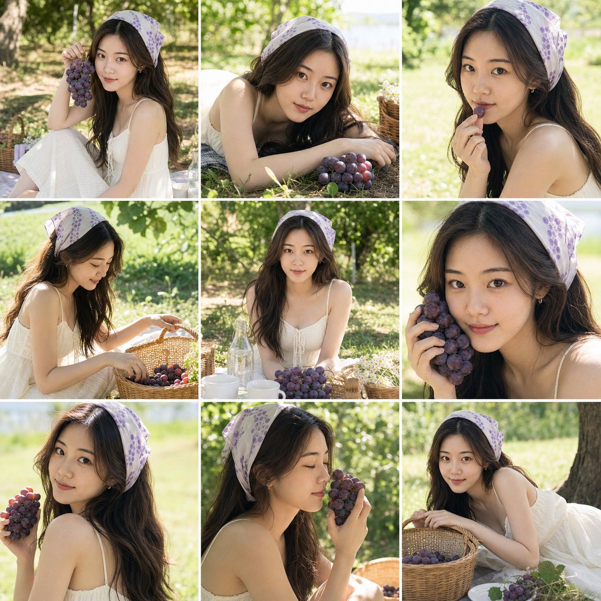 界面稿 GPT Image 2 提示词：Summer Grape Girl Photo Series