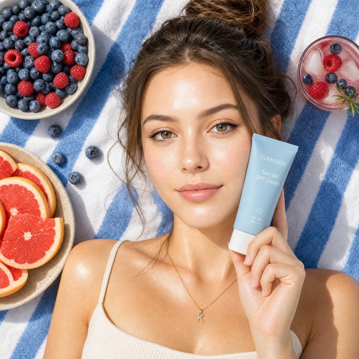 产品视觉 GPT Image 2 提示词：Summery Skincare Beauty Advertisement