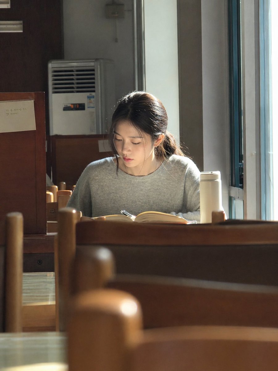 界面稿 GPT Image 2 提示词：Sunlit Library Study Portrait