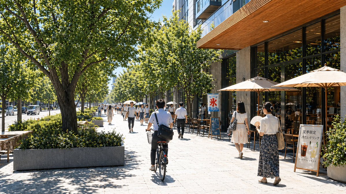 产品视觉 GPT Image 2 提示词：Sunny Japanese Cafe Street Scene